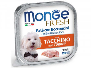 Monge Fresh suņu konservi Pastēte ar tītara gabaliņiem 100g
