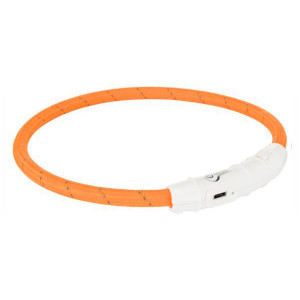 Trixie Flash Ring USB suņu kaklasiksna ar gaismu L/XL 65cm Orange