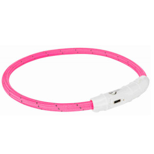 Trixie Flash Ring USB suņu kaklasiksna ar gaismu L/XL 65cm Pink