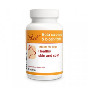 DOLVIT Biotin Beta Carotene Forte Dog papildbarība suņiem Veselīga āda un spalva N90