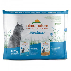 Almo Nature Cat Holistic STERILISED kaķu konservi Menca, Vista Multipack 6x70g