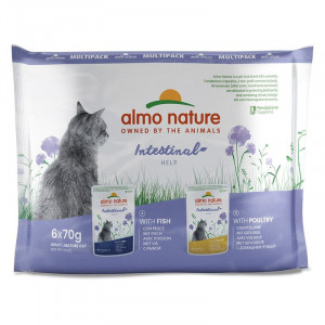 Almo Nature Cat Holistic DIGESTIVE kaķu konservi Zivis, Mājputni Multipack 6x70g