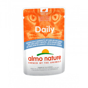 Almo Nature Cat DAILY Cod & Shrimps kaķu konservi Menca, garneles 70g