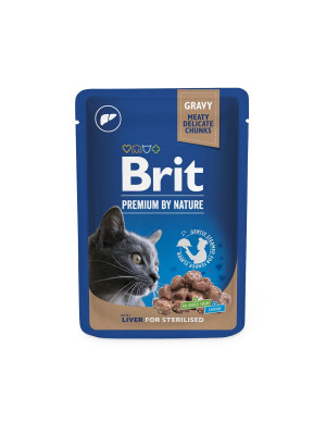Brit Premium Chunks Liver Sterilised konservi kaķiem Aknas mērcē 100g