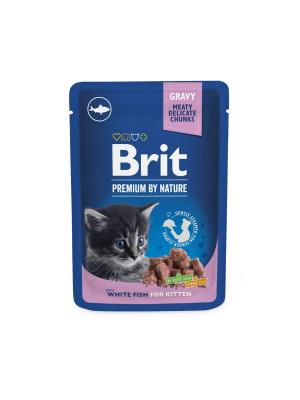 Brit Premium Chunks KITTEN konservi kaķēniem Baltā zivis mērcē 100g