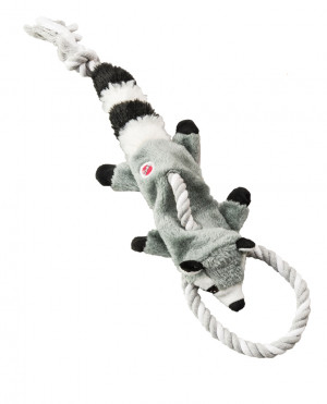 Skinneeez suņu rotaļlieta bez pildījuma ar virvi Raccoon 35cm
