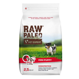 Raw Paleo Monoprotein MINI PUPPY sausā barība kucēniem Liellops 2.5kg
