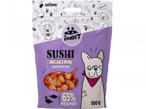 MR.BANDIT SUSHI DUCK gardums suņiem Rullīši ar pīli un zivīm 500g