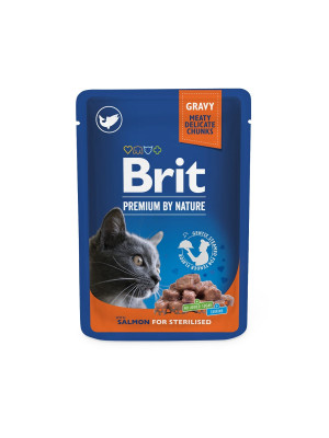 Brit Premium Chunks Sterilised konservi kaķiem Lasis mērcē 100g