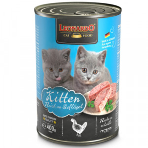 Leonardo KITTEN konservi kaķēniem Putnu gaļa buljonā 400g