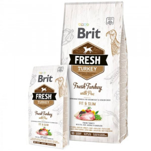 BRIT FRESH TURKEY PEA ADULT & SLIM sausā barība suņiem Tītars, zirņi 12kg