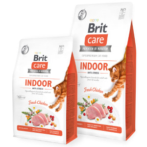 Brit Care Cat GF INDOOR ANTI-STRESS bezgraudu sausā barība kaķiem Vista 2kg