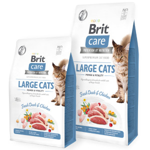 Brit Care Cat GF Large Cats bezgraudu sausā barība kaķiem Pīle, vista 2kg
