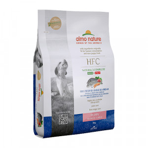 Almo Nature HFC PUPPY Sea Bass sausā kucēnu barība M/L Jūras asaris 8kg