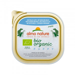 Almo Nature PUPPY Bio Organic Chicken & Milk konservi kucēniem Vista, piens 300g