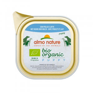 Almo Nature PUPPY Bio Organic Chicken & Milk konservi kucēniem Vista, piens 100g