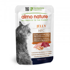 Almo Nature Cat HFC Jelly Tuna, Chicken, Ham konservi kaķiem želejā 55g