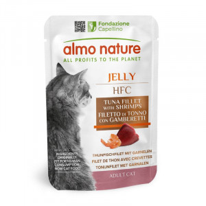 Almo Nature Cat HFC Jelly Tuna & Shrimps konservi kaķiem Tuncis, garneles želejā 55g