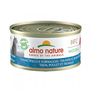 Almo Nature Cat HFC Tuna, Chicken, Cheese konservi kaķiem Tuncis, vista, siers 70g