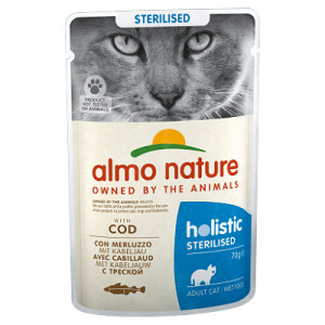 Almo Nature Cat Holistic Sterilised Cod konservi kaķiem Menca 70g