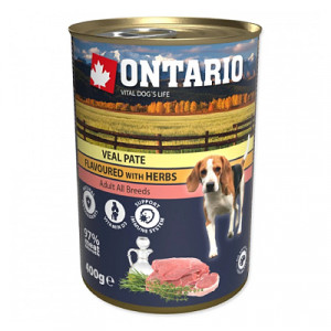 Ontario Dog Veal & Herbs Pate konservi suņiem Teļa gaļa, garšaugi 400g
