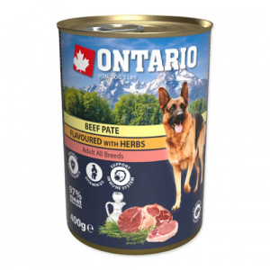 Ontario Dog Beef Pate, Herbs konservi suņiem Liellops, garšaugi 400g