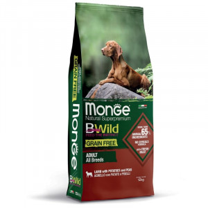 MONGE DOG BWILD LAMB & POTATOES sausā suņu barība Jērs, kartupeļi 12kg