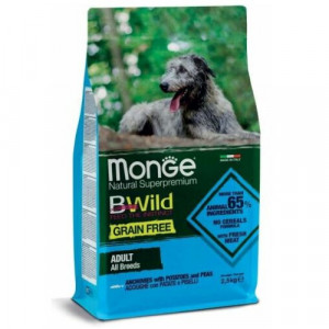 MONGE Dog BWILD GF Anchovies bezgraudu sausā suņu barība Anšovi 12kg