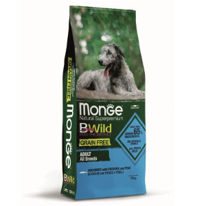 MONGE DOG BWILD ANCHOVIES sausā suņu barība Anšovi 12kg