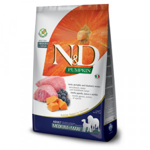 Natural & Delicious DOG GF ADULT M/L bezgraudu sausā barība suņiem Jērs, mellenes, ķirbis 12kg