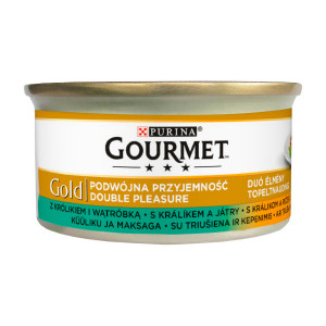 Gourmet Gold DUO kaķu konservi Trusis, aknas 85g