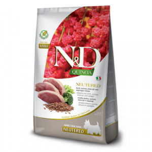 Natural & Delicious DOG GF NEUTERED ADULT MINI bezgraudu sausā barība suņiem Pīle, kvinoja 7kg
