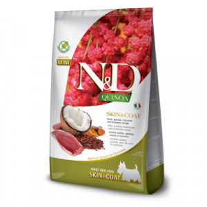 Natural & Delicious DOG GF ADULT SKIN COAT MINI bezgraudu sausā barība suņiem Pīle, kvinoja 2.5kg