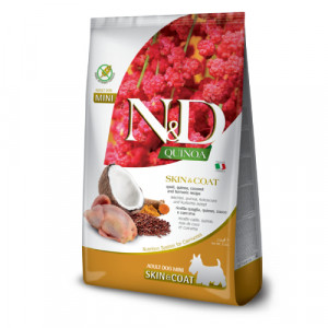 Natural & Delicious DOG GF ADULT SKIN COAT MINI bezgraudu sausā barība suņiem Paipala, kvinoja 2.5kg