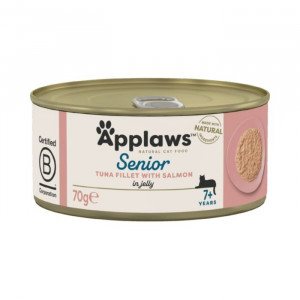 APPLAWS CAT SENIOR TUNA SALMON konservi kaķiem Tuncis, lasis želējā 70g