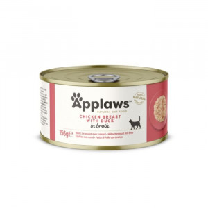 APPLAWS CAT CHICKEN DUCK konservi kaķiem Vista, pīle buljonā 156g