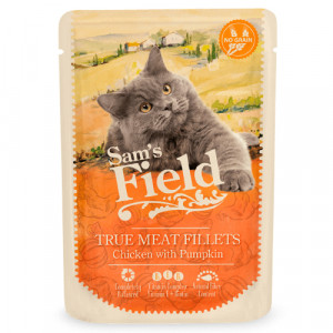 Sam's Field Cat Chicken Fillets & Pumpkin konservi kaķiem Vista, ķirbis 85g