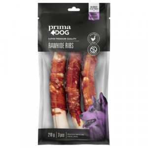 PrimaDog Rawhide Ribs gardums suņiem Pīle 210g