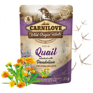 Carnilove Cat Quail with Dandelion konservi kaķiem Paipala mērcē 85g