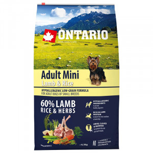 Ontario Dog MINI Lamb & Rice sausā barība suņiem Jērs, rīsi 6.5kg