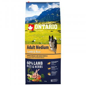 Ontario Dog MEDIUM Lamb & Rice sausā barība suņiem Jērs, rīsi 12kg