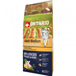 Ontario Dog MEDIUM Chicken & Potato sausā barība suņiem Vista, kartupeļi 12kg