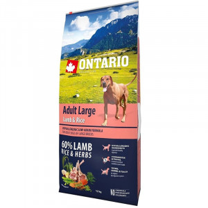 Ontario Dog LARGE BREED Lamb & Rice sausā barība suņiem Jērs, rīsi 12kg
