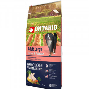 Ontario Dog LARGE BREED Chicken & Potatoes sausā barība suņiem Vista, kartupeļi 12kg