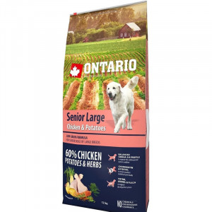 Ontario SENIOR LARGE BREED Chicken & Potatoes sausā barība suņiem Vista, kartupeļi 12kg