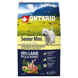 Ontario Dog SENIOR MINI Lamb & Rice sausā barība suņiem Jērs, rīsi 6.5kg