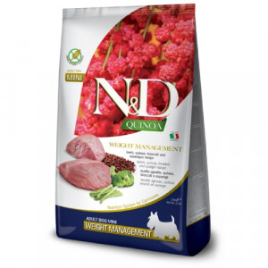 Natural & Delicious DOG GF WEIGHT MANAGEMENT MINI bezgraudu sausā barība suņiem Jērs, kvinoja 2.5kg