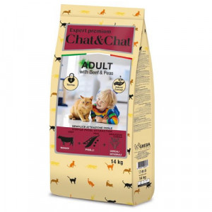 Chat & Chat Cat sausā barība kaķiem Liellops, zirņi 14kg