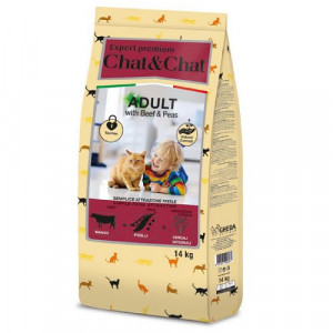 Chat & Chat Cat sausā barība kaķiem Liellops, zirņi 14kg