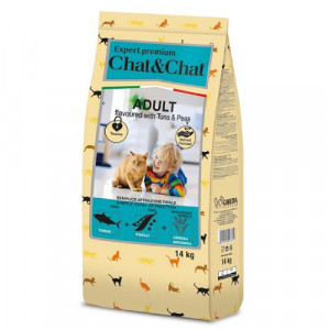 Chat & Chat Cat sausā barība kaķiem Tuncis, zirņi 14kg